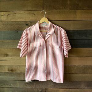 Vintage Tabi International Red White Stripe Button Up Shirt